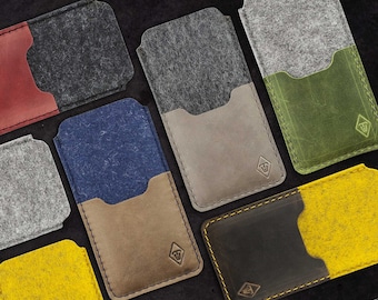 iPhone felt sleeve many colors mixed with leather slim-fit for Apple