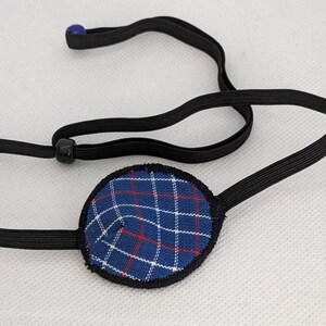 Eye patch for Dogs or Cats/ blue plaid cotton fabric