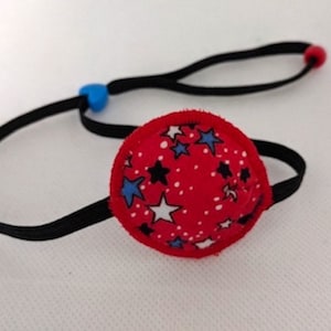Eye patch for Dogs, Cats, red with stars, cotton fabric