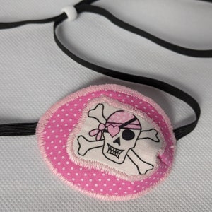 eye patch CUSTOM Pink Pirate black elastic   cotton fabric  No Felt