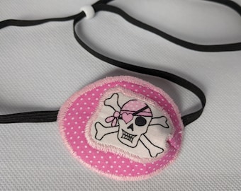 Custom eye patch for DOGS  Pink Pirate /black elastic  100 % cotton/ No Felt