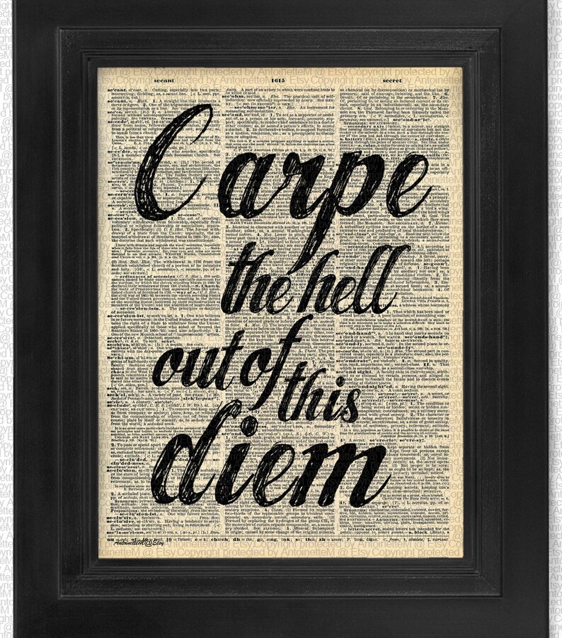 Carpe Diem On Antique Dictionary Page Art Print Wall Decor Etsy