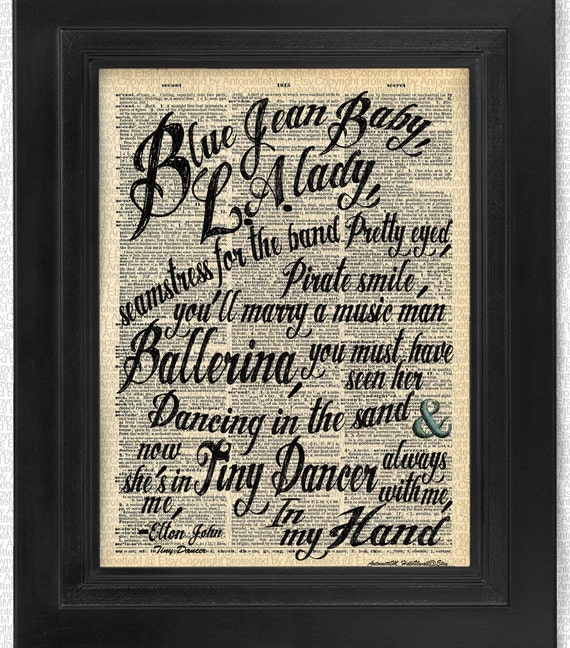 Elton John Tiny Dancer Blue Jean Baby L.A. Lady Etsy