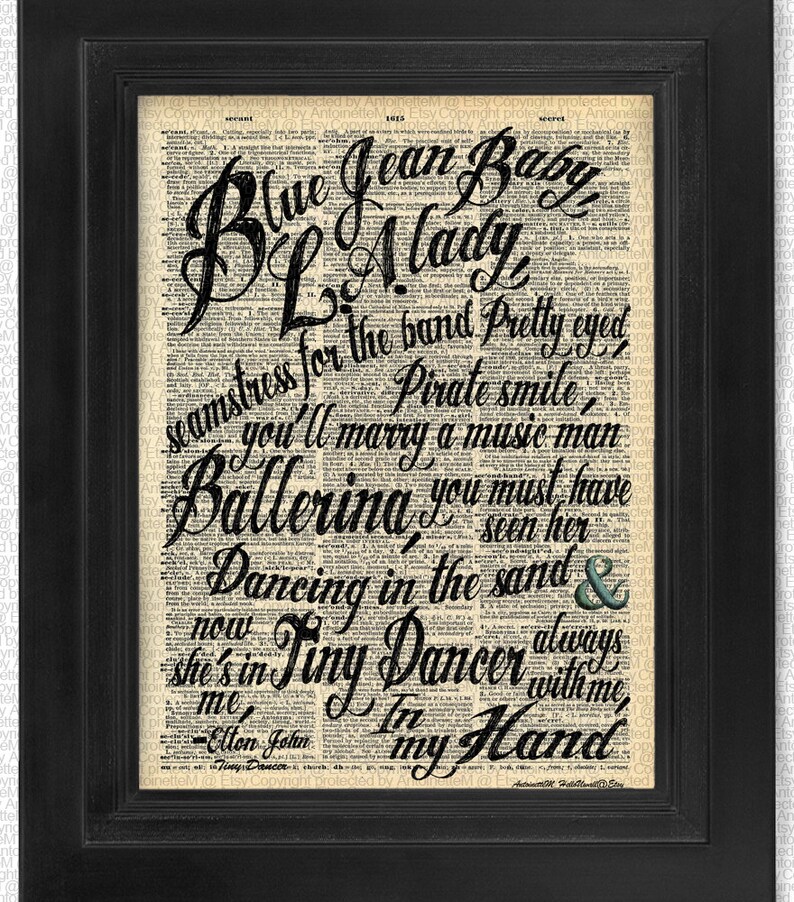 Elton John Tiny Dancer Blue Jean Baby L.A. Lady Etsy