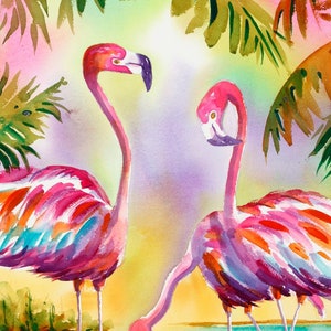 Flamingo decor, Flamingo Art Print, flamingo gift, Flamingo Watercolor, Flamingo Painting, Ellen Negley, Key West Art print, pink flamingo