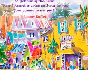 Jimmy Buffett Gift, Jimmy Buffett Lyrics Art Print, Jimmy Buffett Wall Art, Parrot Head Gift, Last Mango, Ellen Negley, Key West Art Canvas