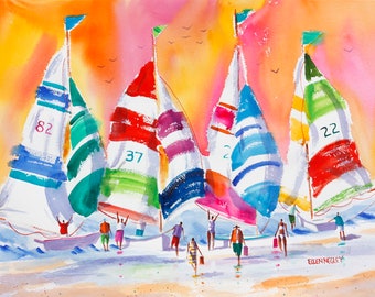 Original Watercolor Painting, Sailboat Painting, Negley Watercolors, Florida art, Ellen Negley, Coastal Painting, Beach Art, Tropical art