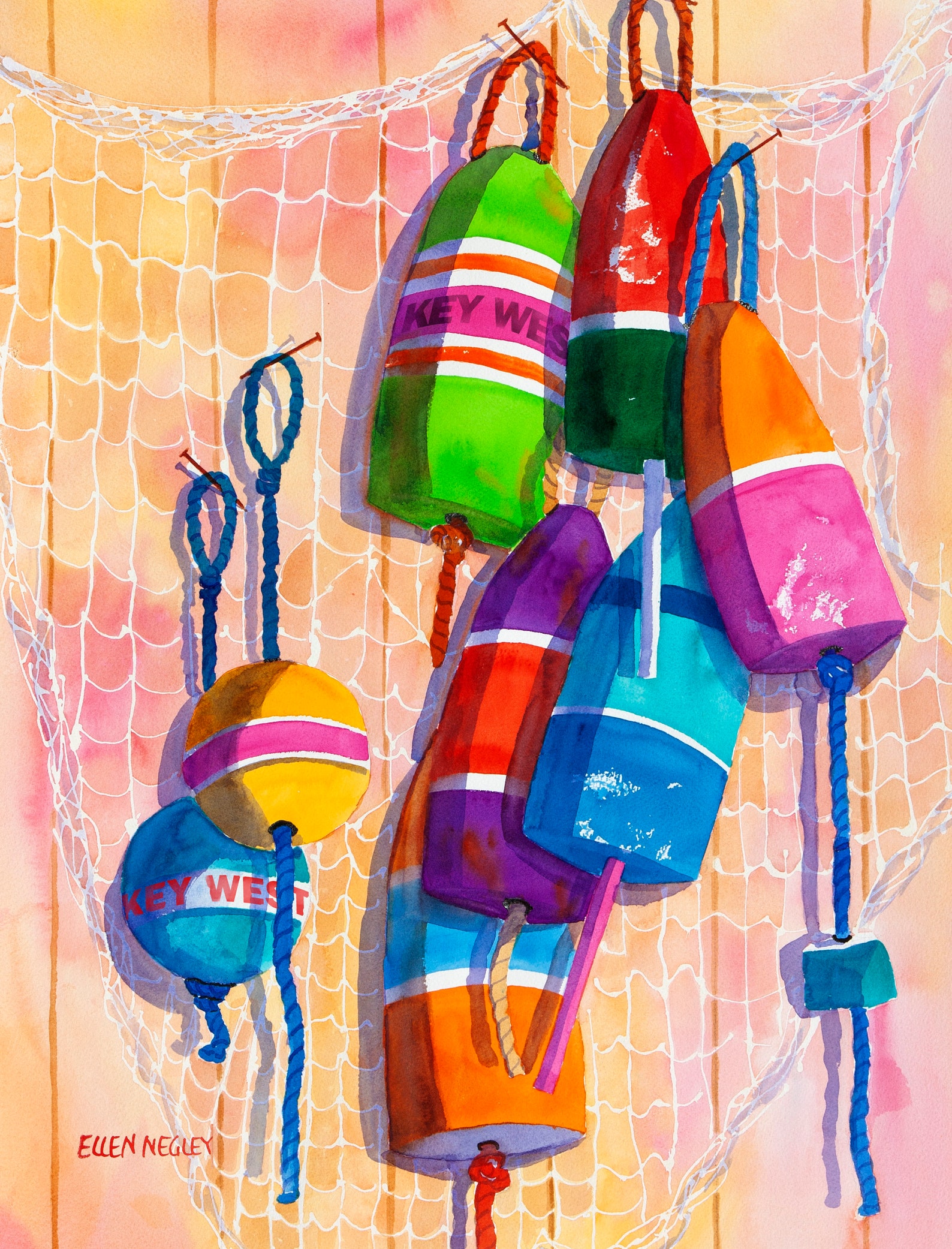 Beach Art Print Key West Print Buoy Painting Coastal Print Etsy