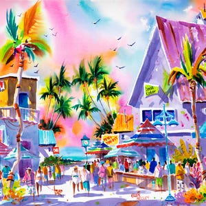 Fort Myers Beach Art, Florida art print, Estero, Tropical Print, Watercolor Print, Ellen Negley Watercolor, Tropical Painting, Beach Art