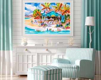 Soggy Dollar Bar, British Virgin Islands, Caribbean Beach Art, BVI