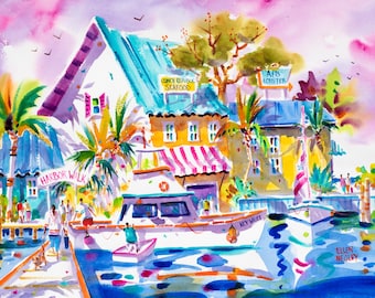 Key West Art, Beach Art Print, Florida Wall Art, Tropical Watercolor, Island Art, Florida Art, Colorful Print, Ellen Negley, Keys Print