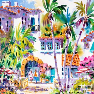 Palm Beach, Florida Art Print, Bicycle Art Print, Watercolor Print, Via Mizner, Tropical Art, Ellen Negley Watercolors, Colorful Art Print