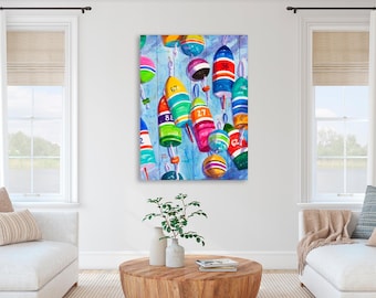 Coastal Beach Decor, Hamptons Decor, Colorful Buoy Art Print, Tropical Beach Decor, Nautical Beach Decor, Beach House Art, Ellen Negley