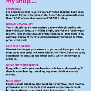 Pu&ograve; includere: Testo su sfondo azzurro chiaro che descrive l'esperienza, la qualit&agrave;, la spedizione, il servizio clienti e il duro lavoro di un negozio Etsy. Il testo include le frasi "What you can expect from my shop..." e "Unmatched Quality".
