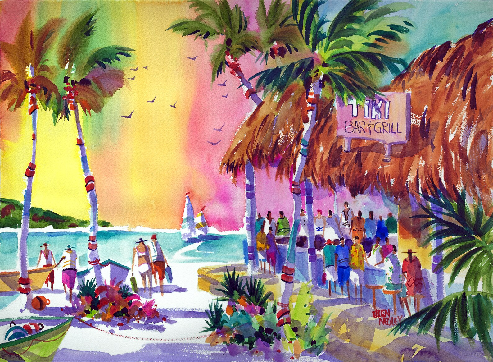 Key West Art, Tiki Hut Art, Key West Decor, Tropical Art Print