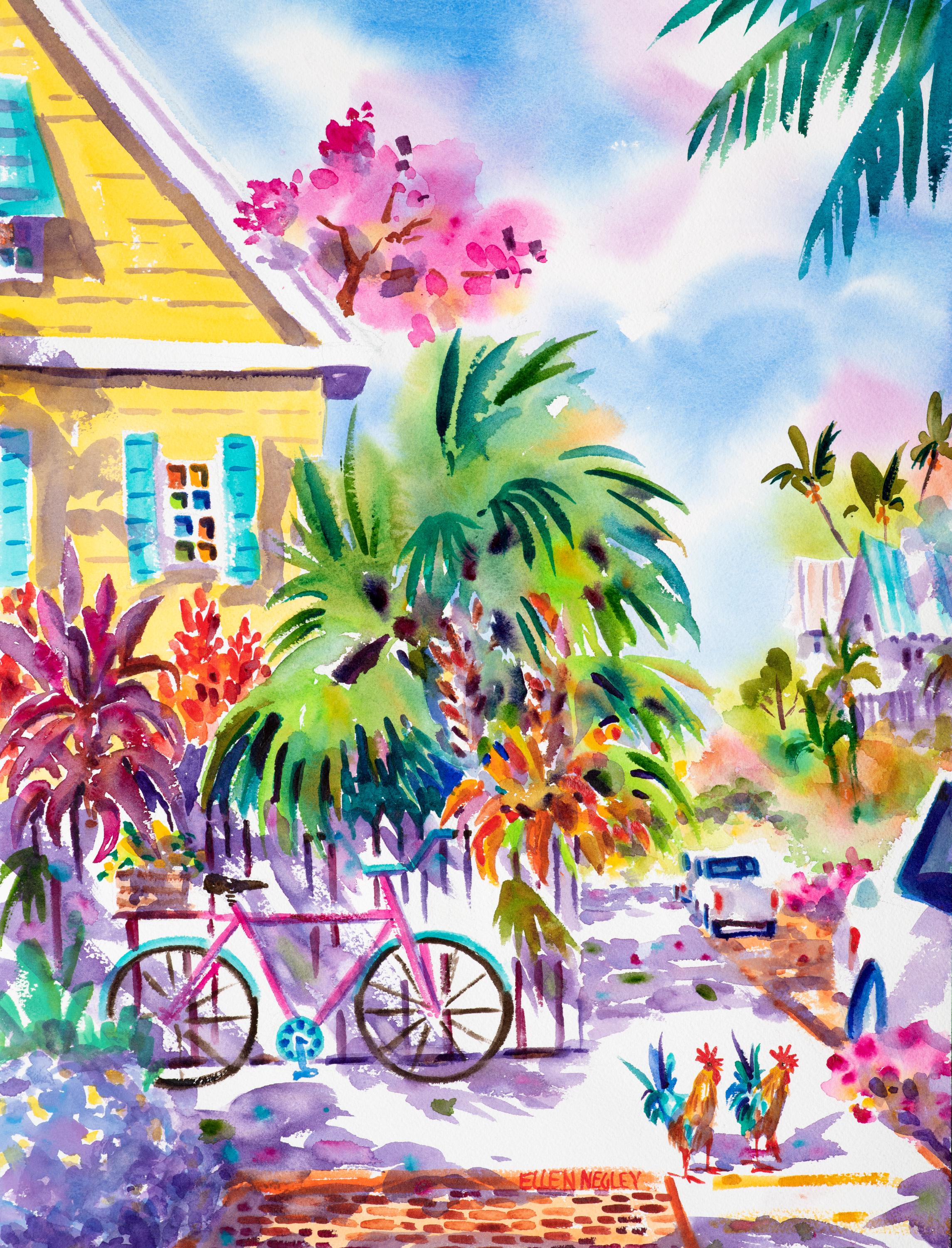 Bicycle Wall Art, Key West Art, Key West Rooster Wall Art, Key