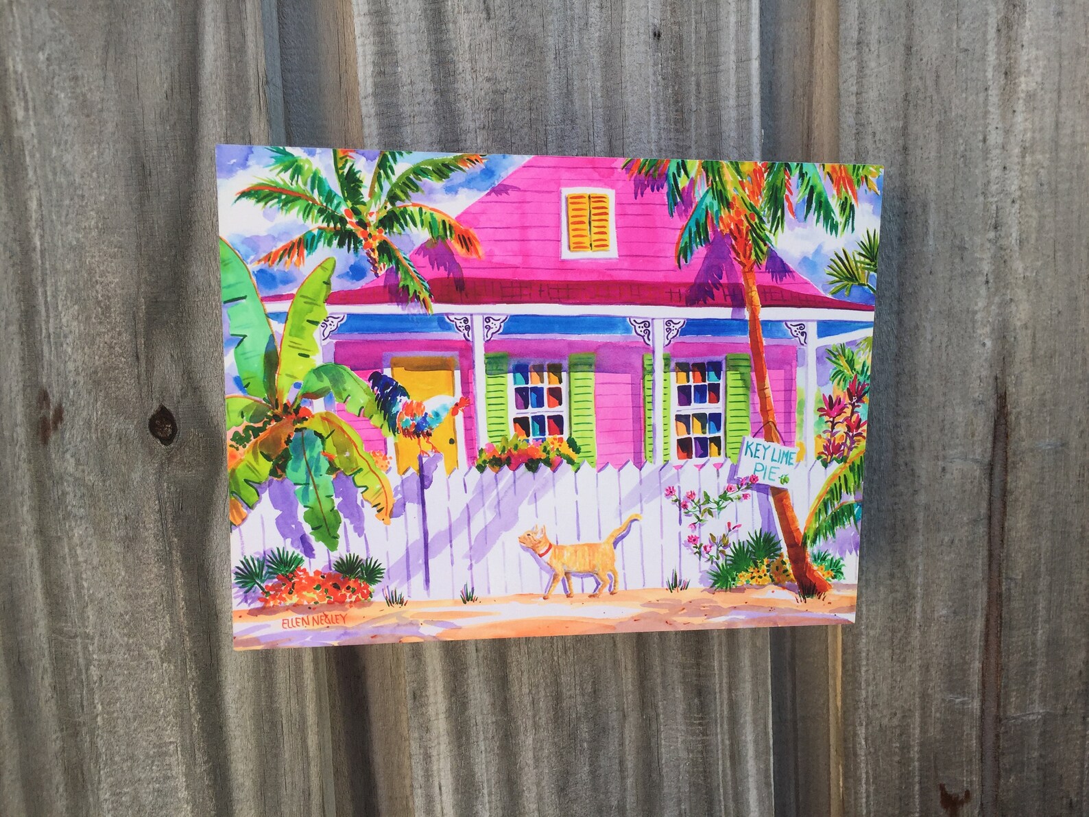 Key West Art Key West Gift Rooster Print Flamingo Print Etsy