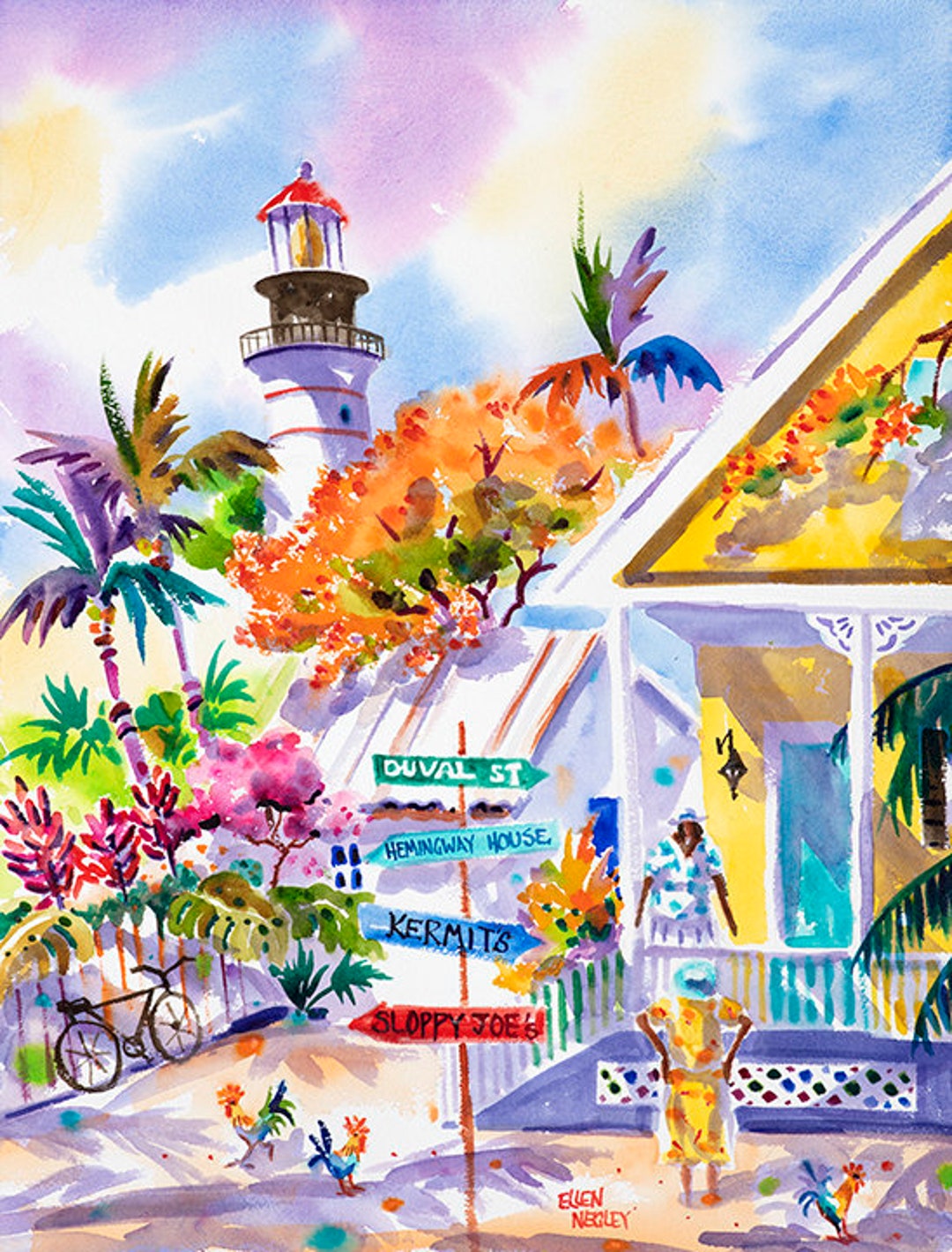 Key West Lighthouse, Key West Art, Duval Street, Tropical Wall Art, Key