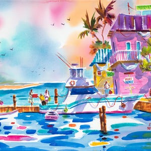 Key West Art, Original Watercolor, Dinghy art, Boat art, Key West Watercolor, Florida Keys art, Tropical art, Ellen Negley, Beach Art