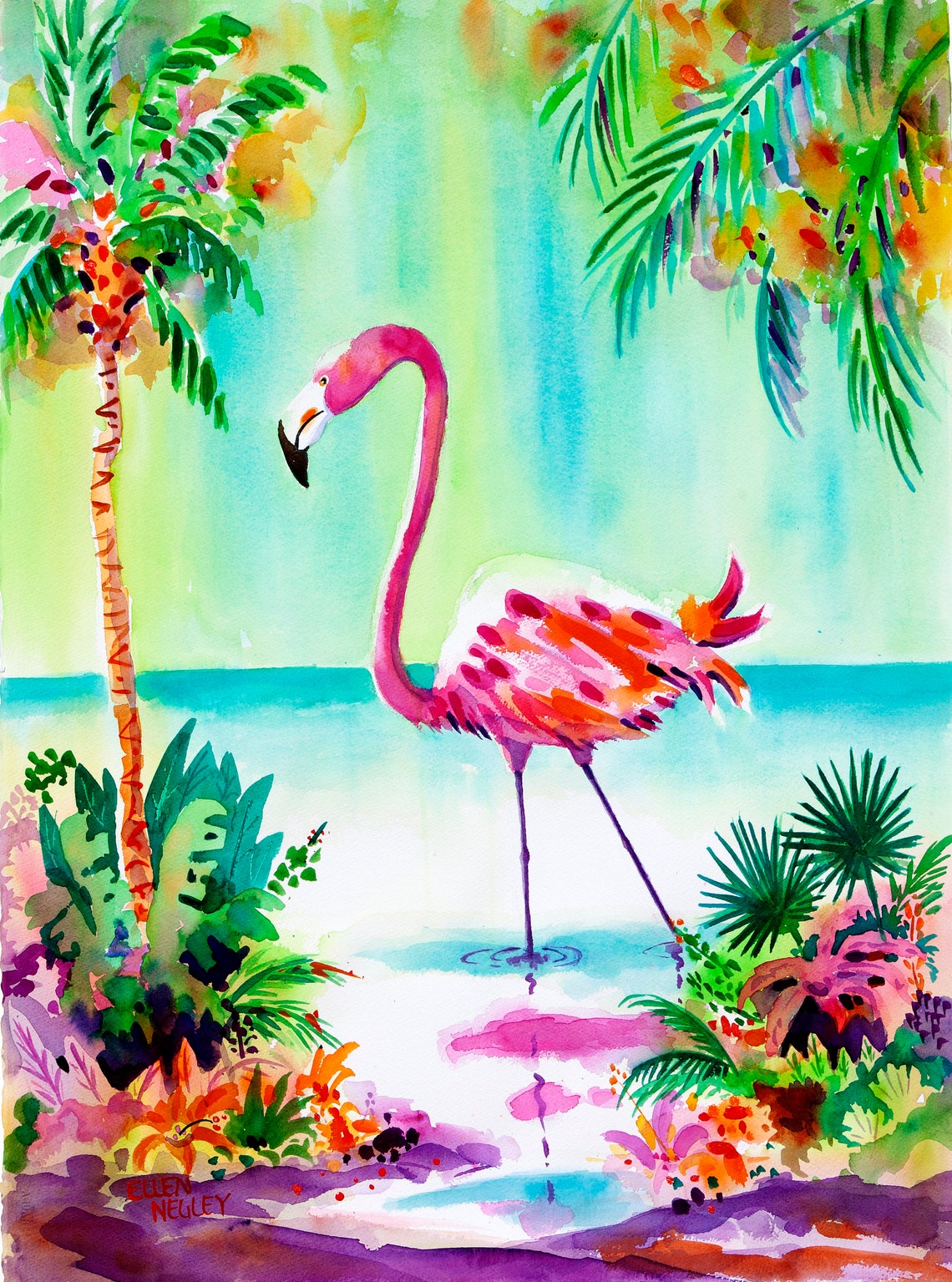 Key West Art Key West Gift Rooster Print Flamingo Print Etsy