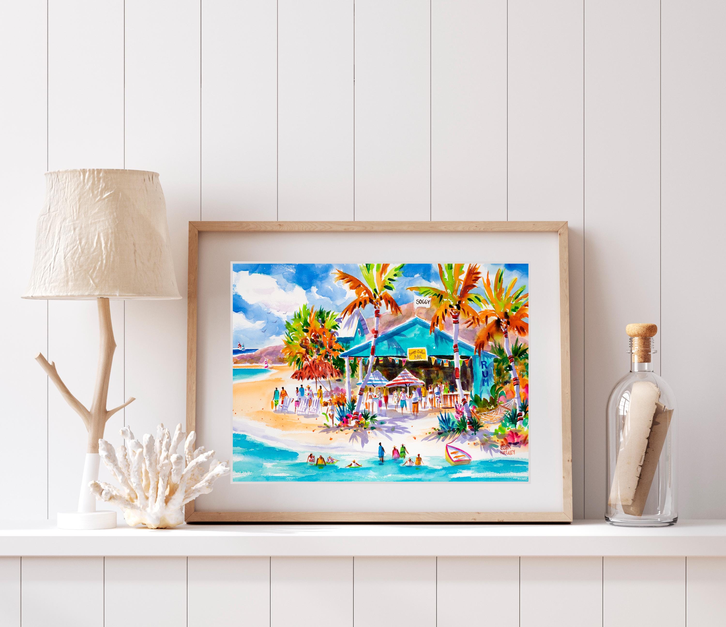 Soggy Dollar Bar, British Virgin Islands, Caribbean Beach Art, BVI