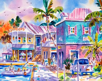 Soggy Dollar Bar, British Virgin Islands, Caribbean Beach Art, BVI