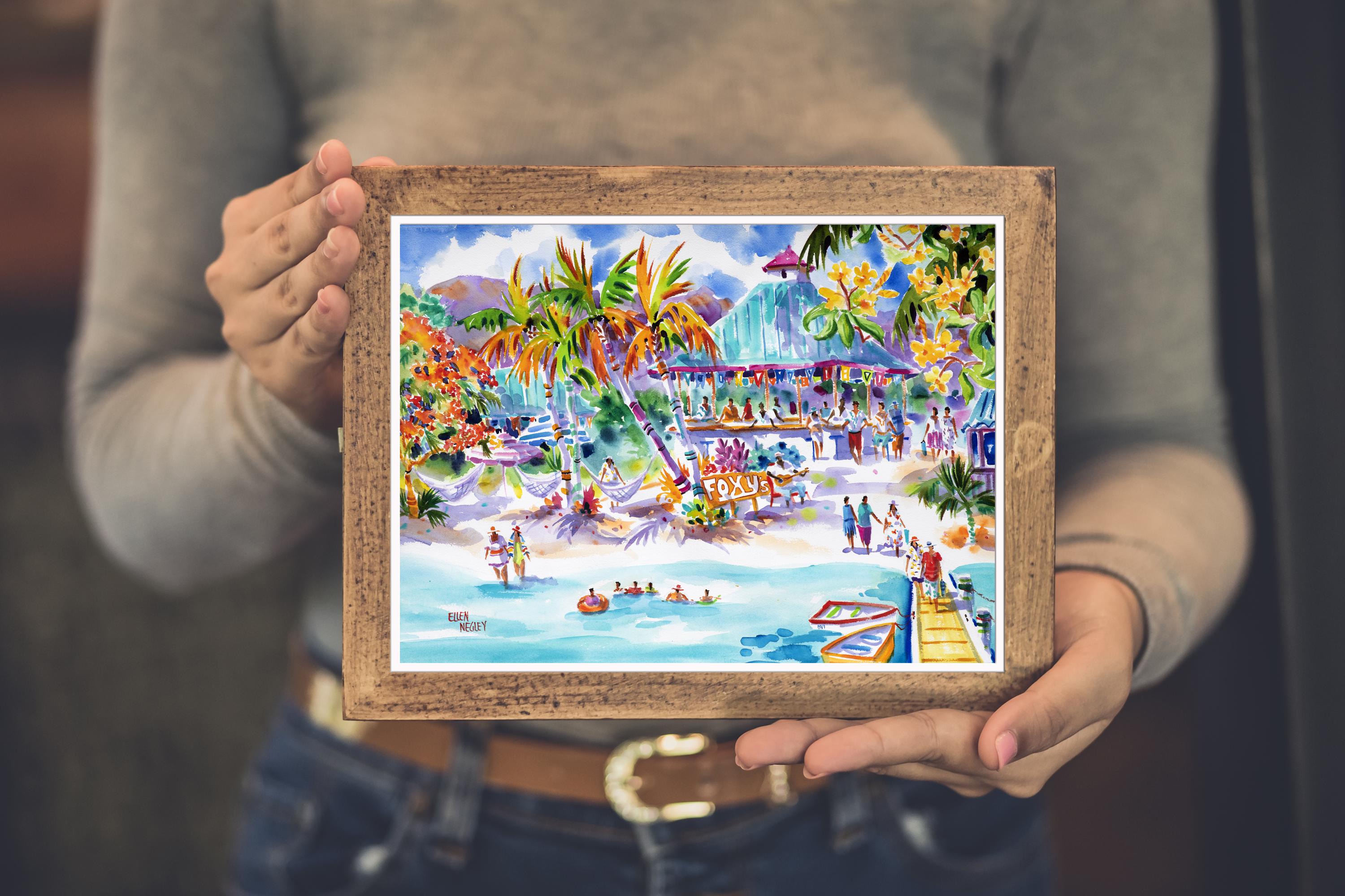 Foxy's Jost Van Dyke, British Virgin Islands Art Print, Tropical