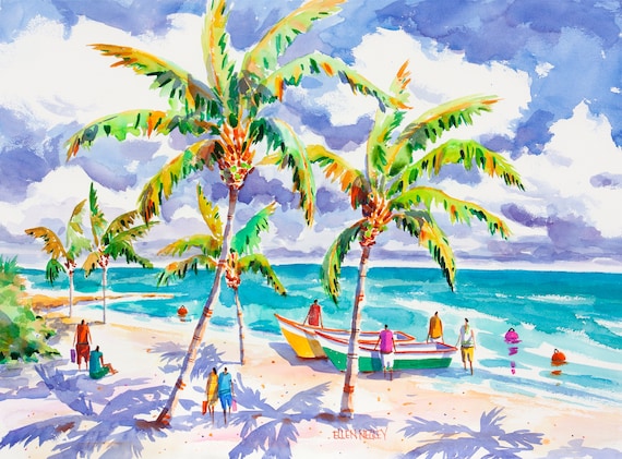 Beach Art Print Beach Watercolor Tropical Art Print 570x421 pic Beach Art Print Beach Watercolor Tropical Art Print picture