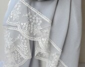 Light Gray Pashmina Shawls Bridesmaid shawls wraps Gray French Lace Lighweight Cotton Soft Summer Pashmina Lace Scarf Wedding Feminine