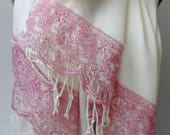 Cream Pashmina shawl with Rose gold French lace Shawls Bridesmaid shawls Elegance Wedding Bridal Spring wraps lightweigt shawl