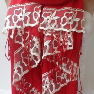 Wedding Shawls Wraps Lightweight Soft Red Pashmina shawl with Champagne French Lace Bridesmaid shawls Feminine Bridal Spring Fall Shawls