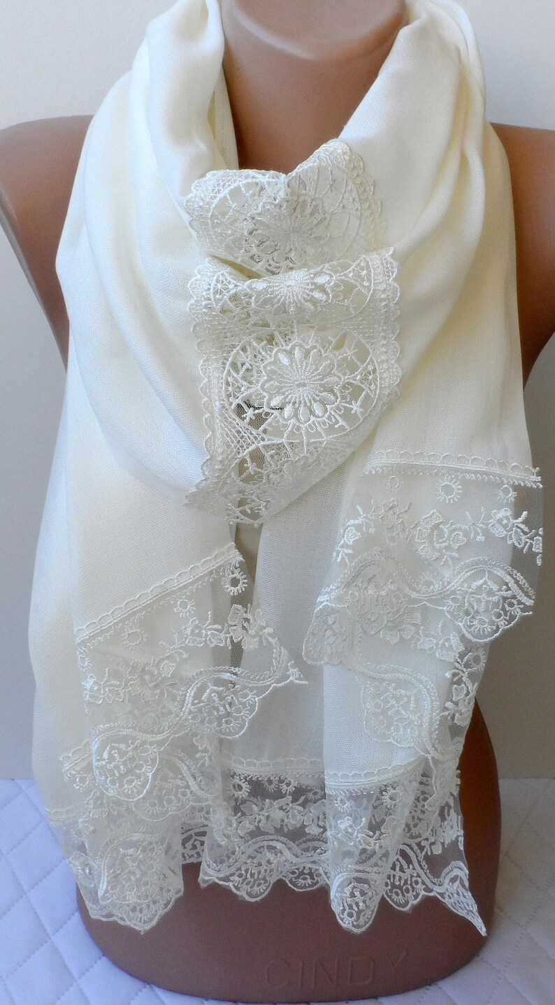 Ivory Pashmina with ivory French Lace Romantic Shawl Wraps Etsy