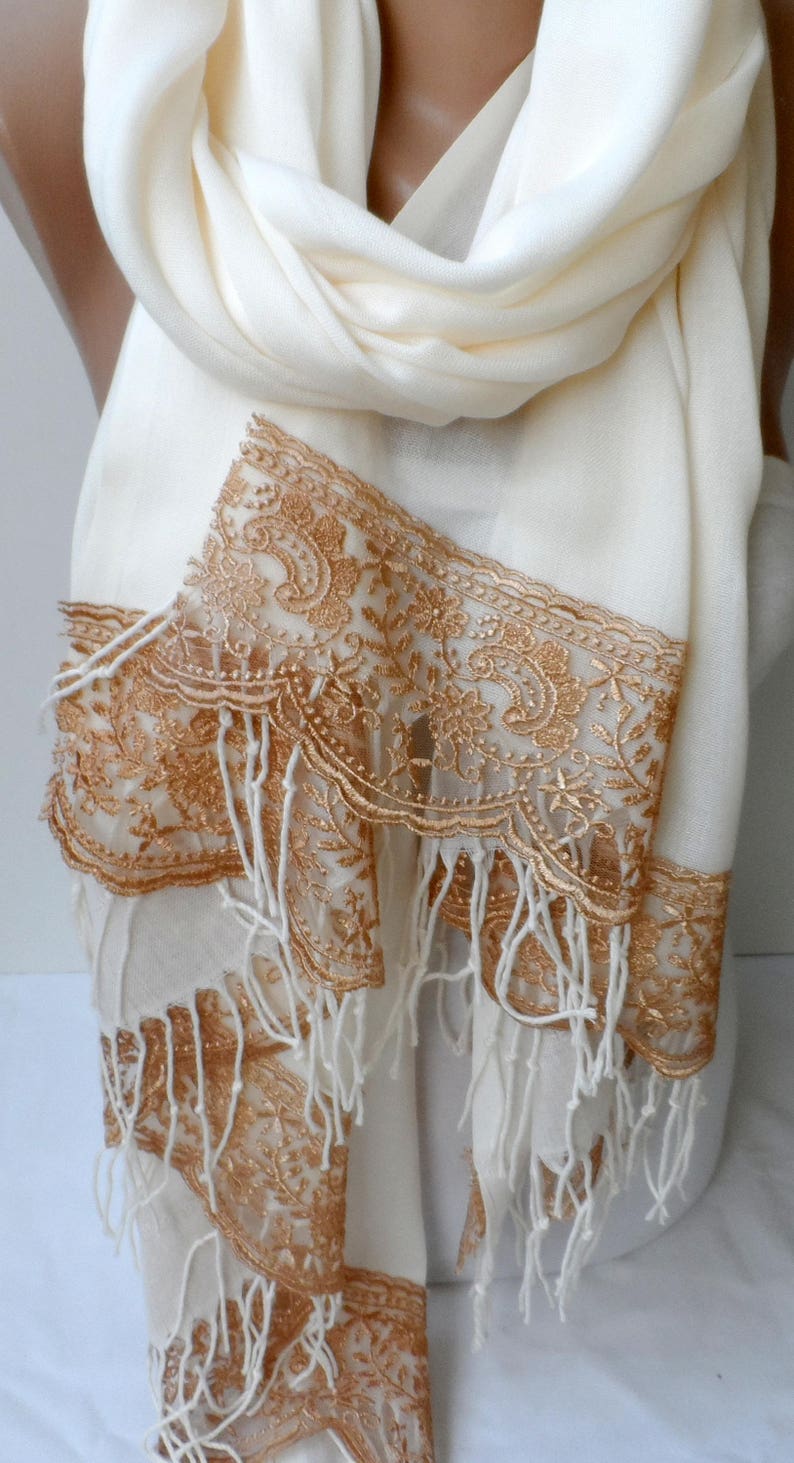 Cream Wedding Shawls With Bronze Tones French Lace Etsy