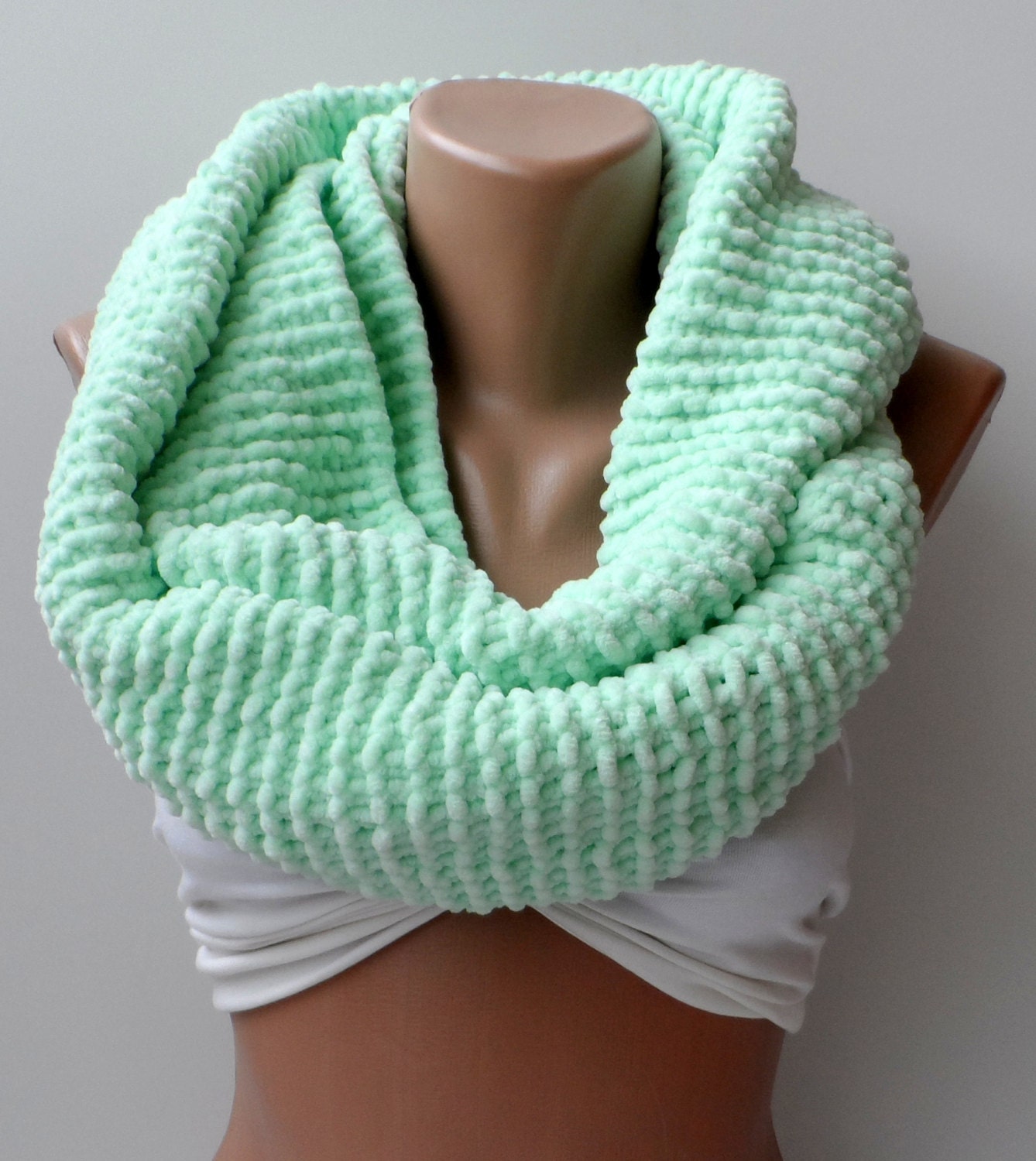 Handmade Knit Scarf in Green Soft Warm Scarf Like Velvet Cowl - Etsy
