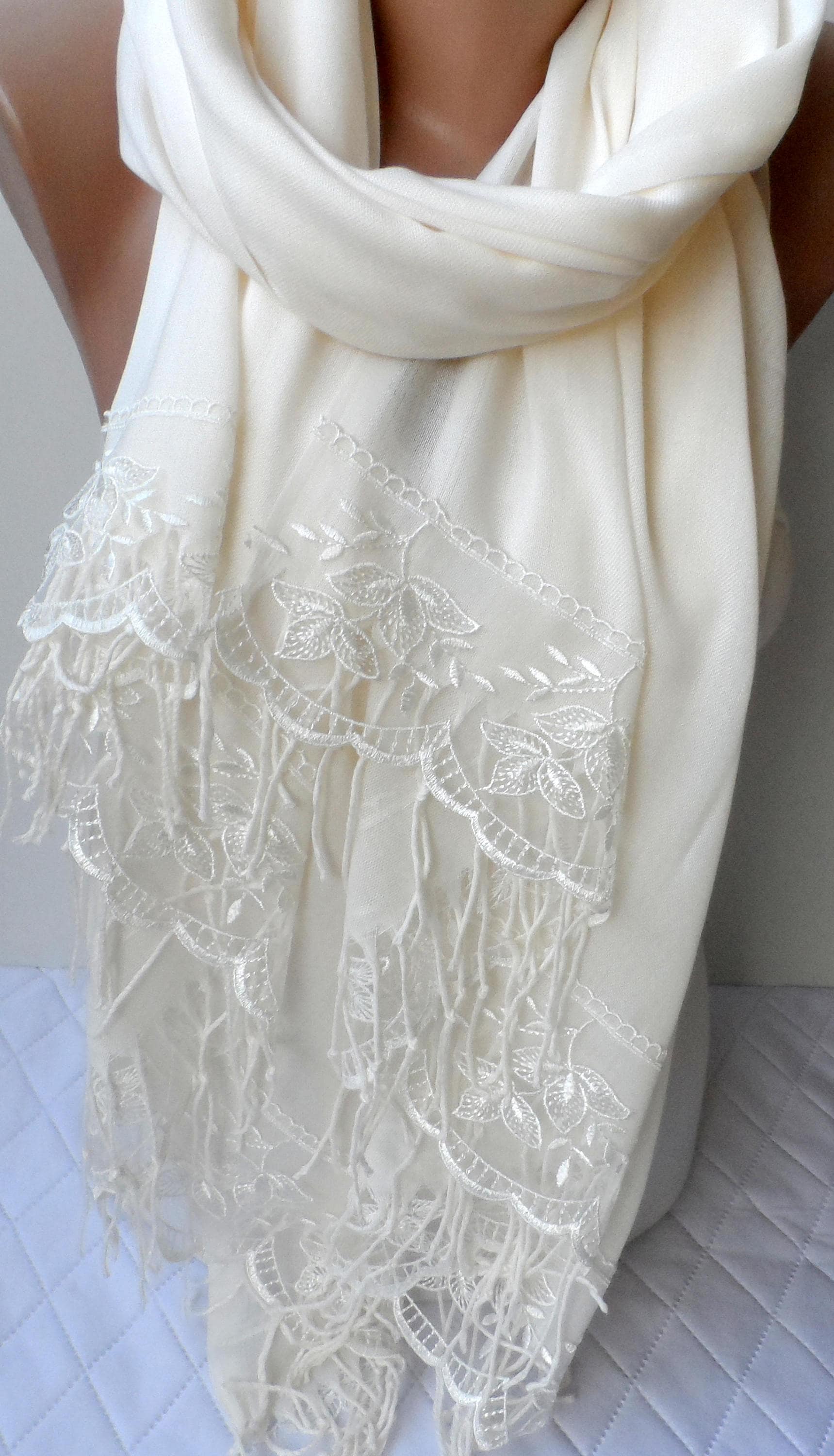 Ivory Pashmina Wedding Shawl
