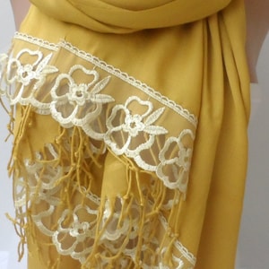 Gold Pashmina shawls with Gold French Lace Lightweight So Soft Bridesmaid pashmina elegancescarf Lace Summer Wedding Party shawls