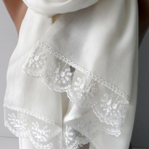 Summer Bridal shawl in cream Wedding shawls cream Pashmina shawl Cream French Lace Dainty Lightweight Soft Cream Bridesmaid Shawl Gifts