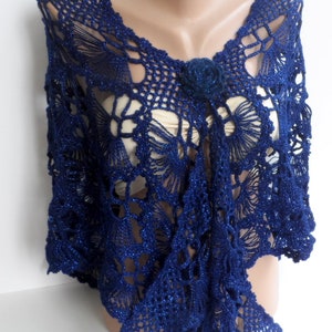 NAVY Wedding Shawls Dark Blue Night Blue Crocheted Romantic Chic Elegant Wrap Christmas gifts Handmade Bridesmaid gifts Wedding shawls