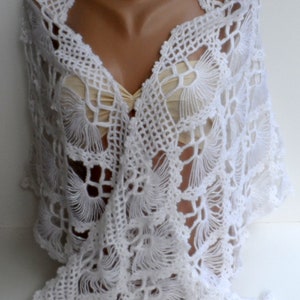 White Wedding Shawls White Crocheted Romantic Chic Elegant Wrap Christmas gifts Handmade Bridesmaid gifts Wedding shawls