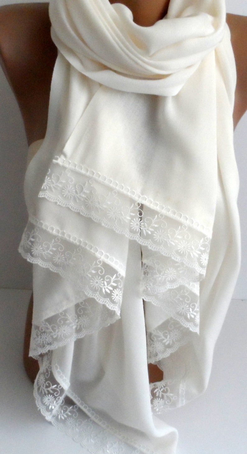 Cream Pashmina Bridesmaid Shawls With Cream French Lace Etsy
