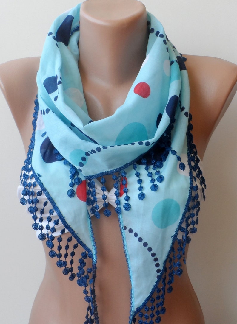 Polka dot scarf Summer Cotton scarf Summer scarf Super Etsy Polska