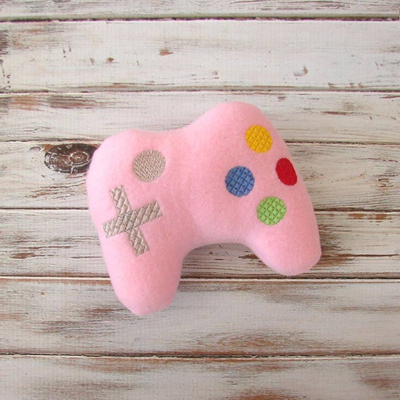 Geek Baby, Gamer Toy, Video Game Plushie , Geeky Toy, Handmade, Video Game Controller, Stuffed Toy Pastel Pink