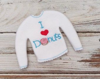 Elf Shirt Love Donuts, Doll Sweater