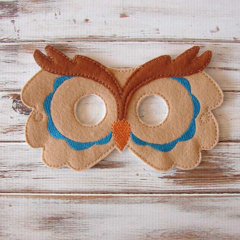 Owl Mask Felt Mask Dress Up Blue Halloween Costume Kids