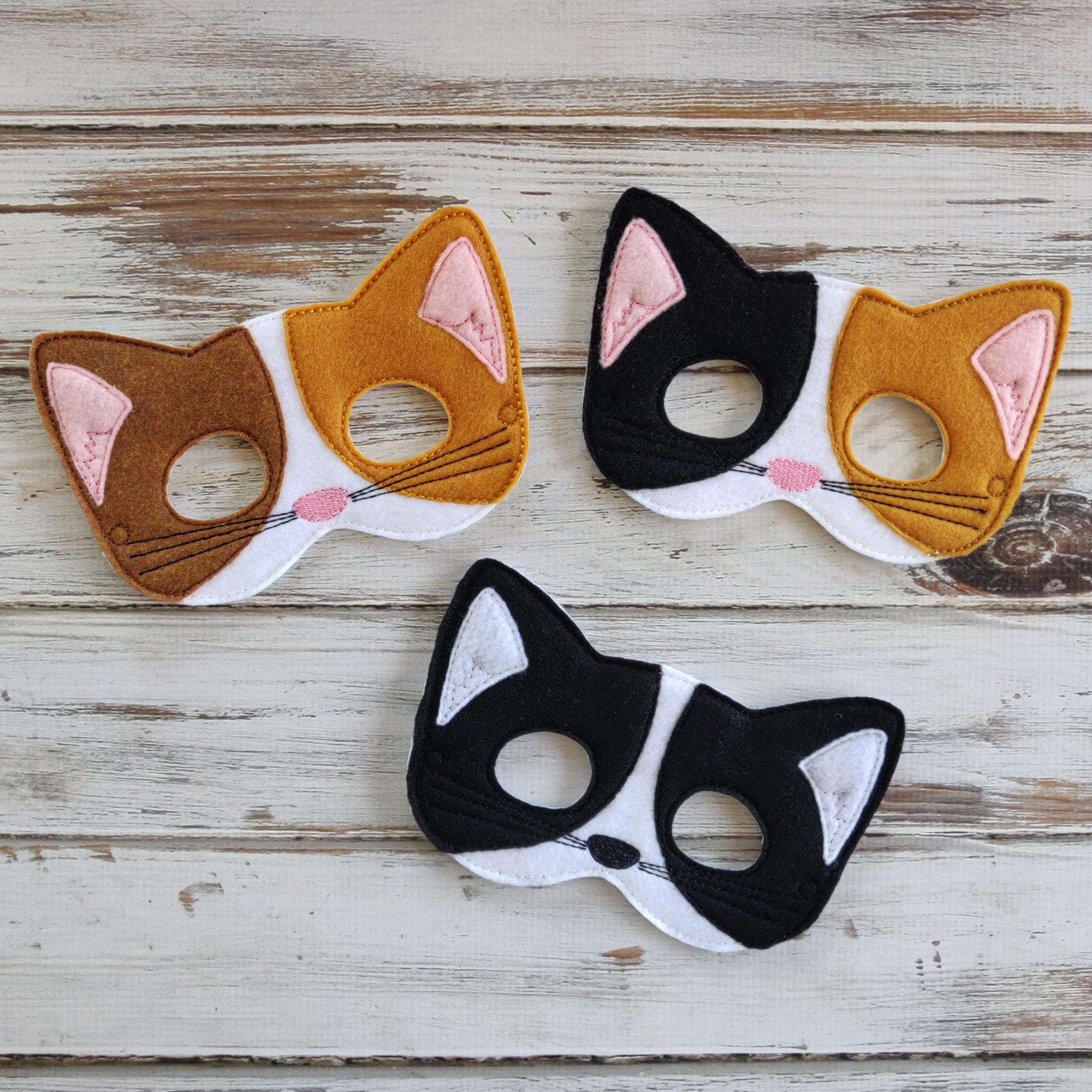 Calico Cat Mask, Felt Mask, Kitty Mask - Costume Dress Up Halloween Pretend Play