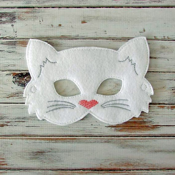 Kids Cat Mask Felt Mask Kitty White , Black Costume Dress up Halloween  Pretend Play 