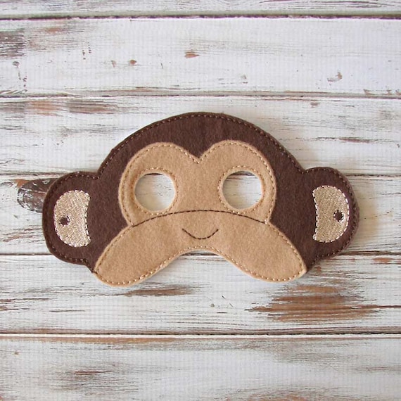 Monkey Mask , Animal , Felt , Kids Mask , Costume , Dress Up , Halloween , Pretend Play