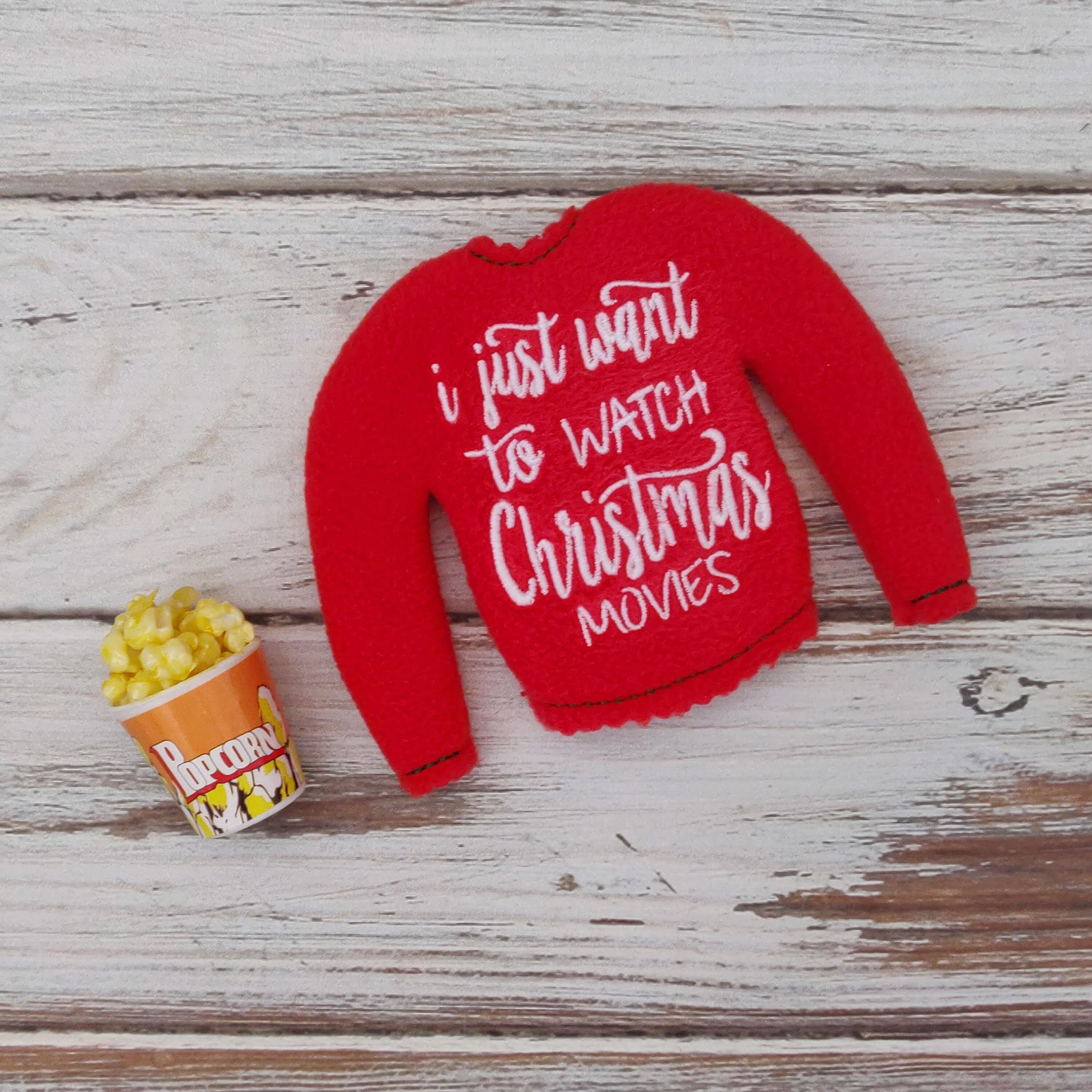 Elf Doll Shirt, Christmas Movie Sweater, Buttered Popcorn