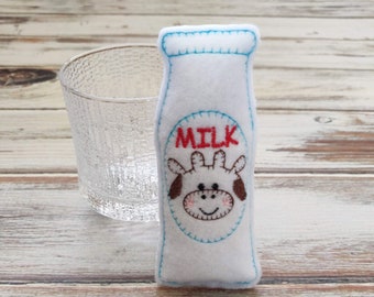 Felt Food Milk Bottle, Pretend Play Food, Breakfast