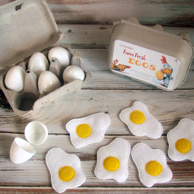 Pretend Eggs Play Food Crackable Eggs Felt Food Breakfast Etsy